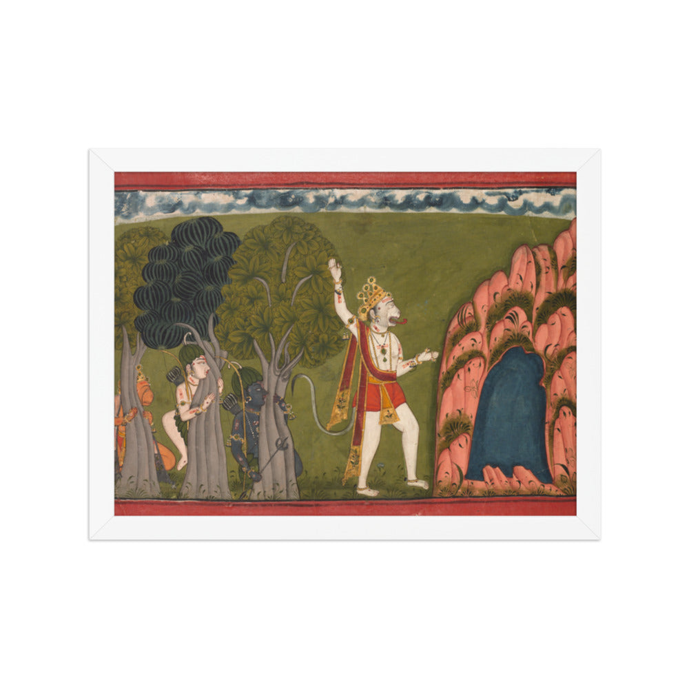 Sugriva challenges his brother Vali, King of the Forest — Restored Pahari Wall Art — view 6