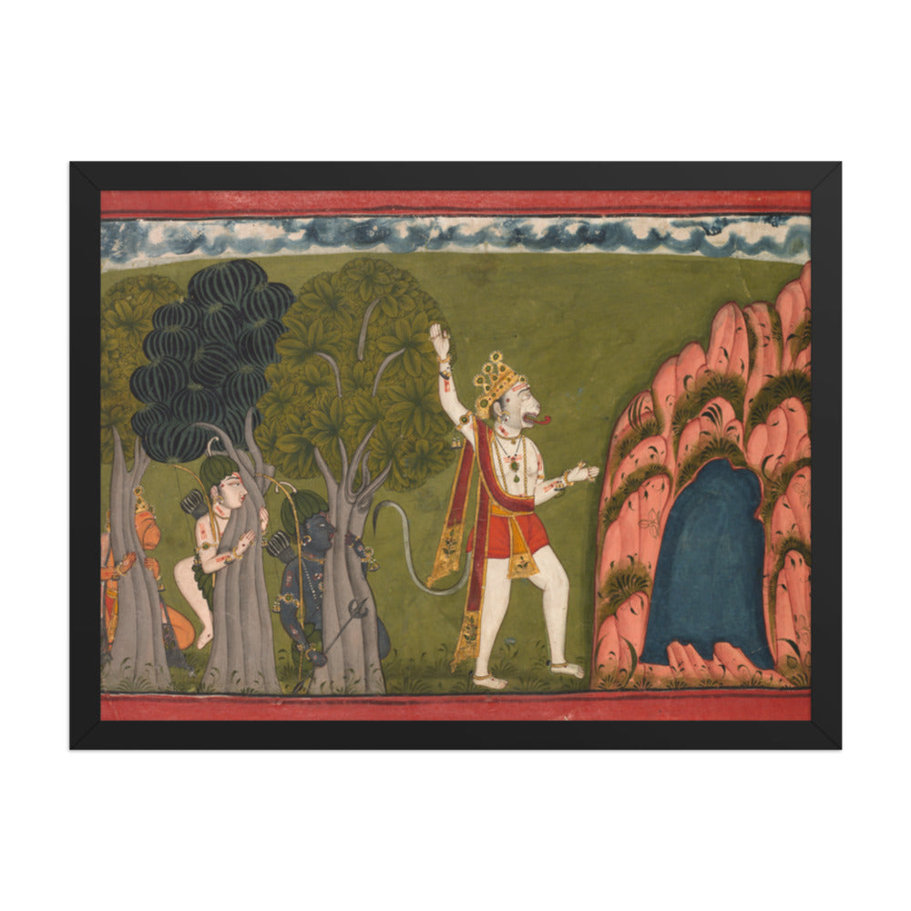 Sugriva challenges his brother Vali, King of the Forest — Restored Pahari Wall Art — view 1