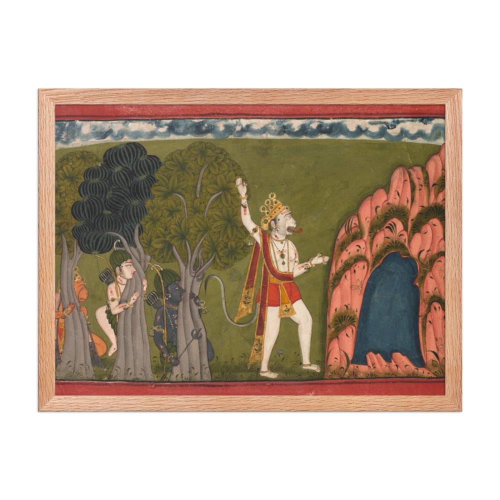 Sugriva challenges his brother Vali, King of the Forest — Restored Pahari Wall Art — view 3