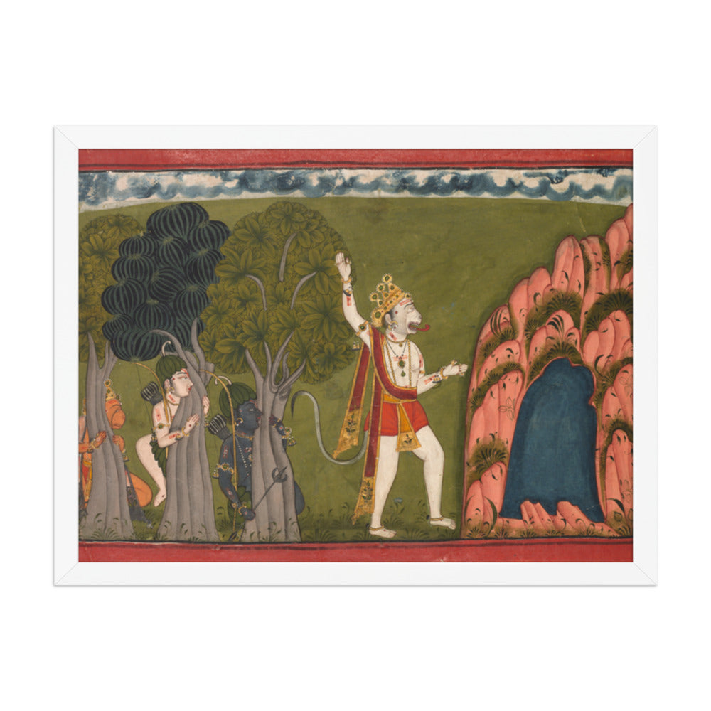 Sugriva challenges his brother Vali, King of the Forest — Restored Pahari Wall Art — view 5