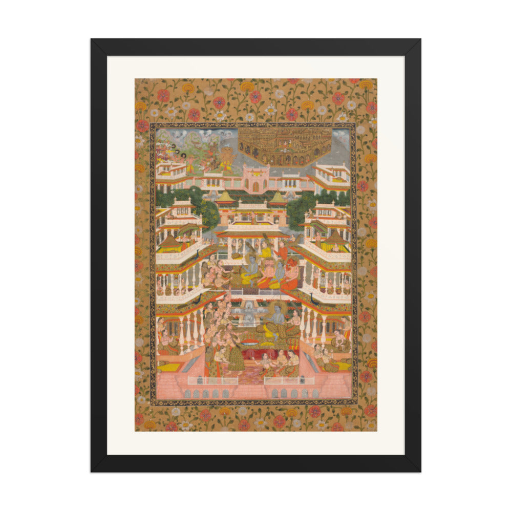 A Tiered Court Scene, by Chitarman II — Restored Mughal Wall Art — view 1