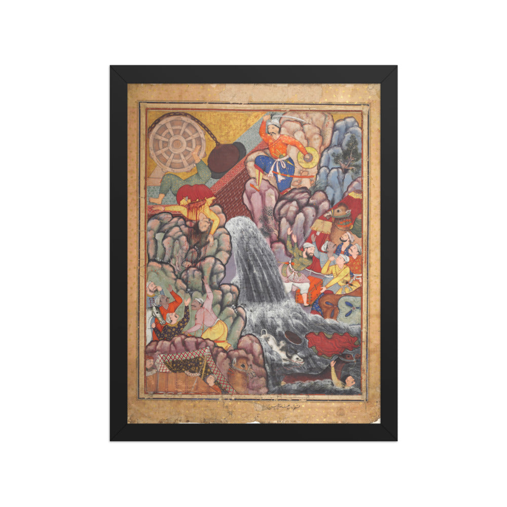 Alamshah cleaving asunder the chain of the — Restored Mughal Wall Art — view 2