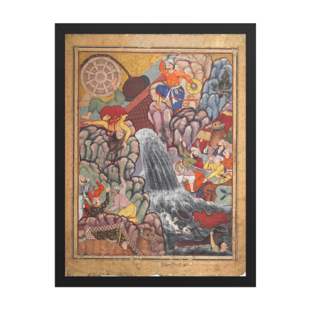 Alamshah cleaving asunder the chain of the — Restored Mughal Wall Art — view 1