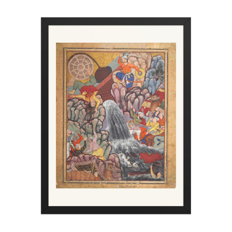 Alamshah cleaving asunder the chain of the — Restored Mughal Wall Art