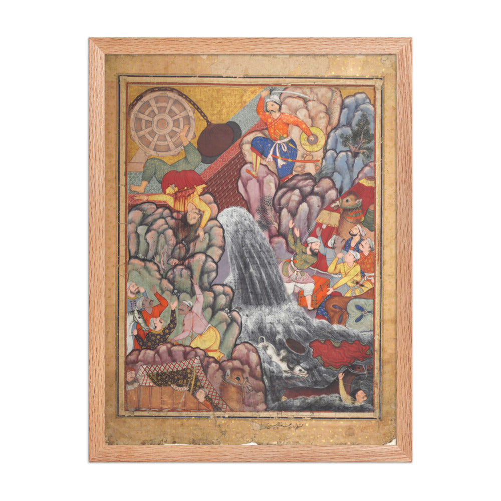 Alamshah cleaving asunder the chain of the — Restored Mughal Wall Art — view 3