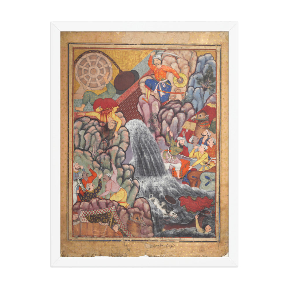 Alamshah cleaving asunder the chain of the — Restored Mughal Wall Art — view 5