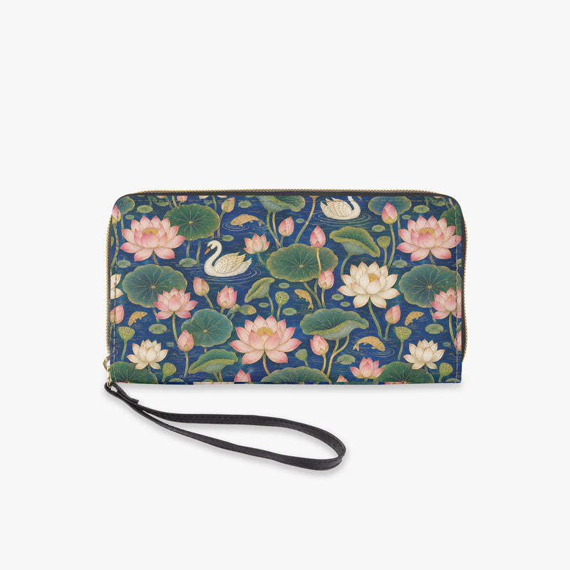 Kamal Talai — Lotus Pond Navy Wristlet Clutch Wallet