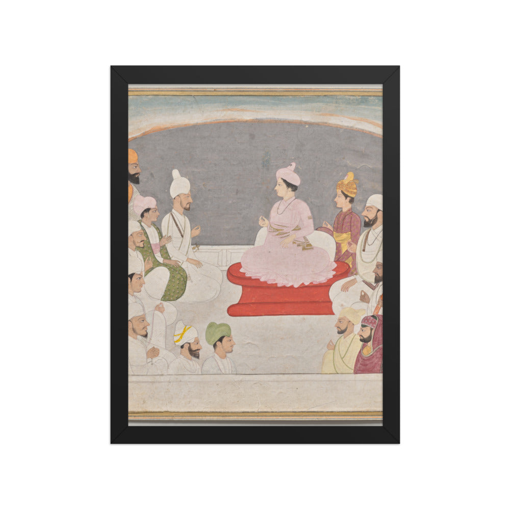Raja Sansar Chand of Kangra and courtiers — Restored Pahari Wall Art — view 2