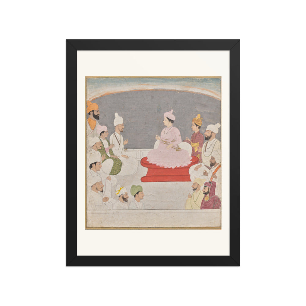 Raja Sansar Chand of Kangra and courtiers — Restored Pahari Wall Art — view 2