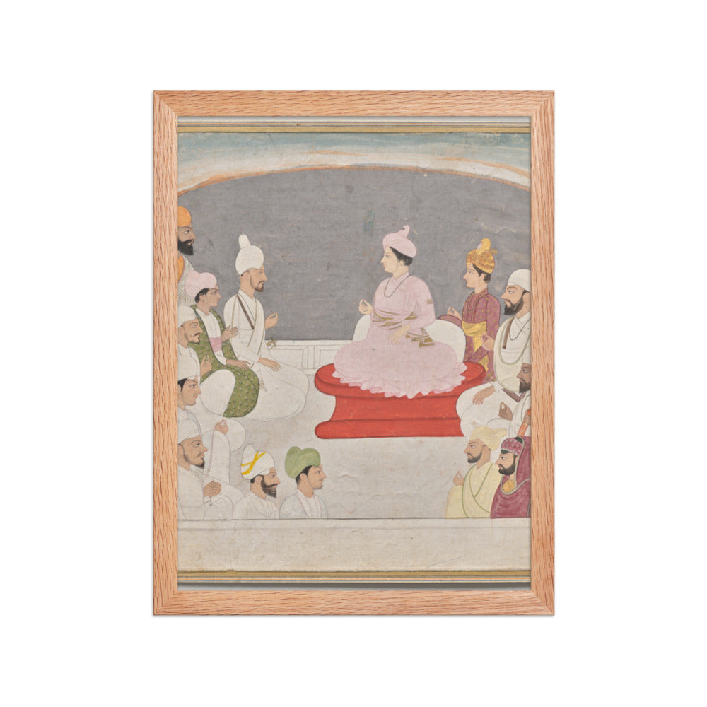 Raja Sansar Chand of Kangra and courtiers — Restored Pahari Wall Art — view 4