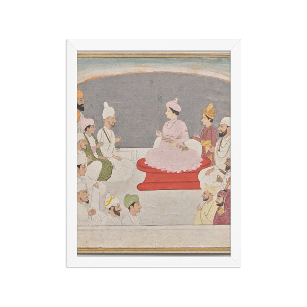 Raja Sansar Chand of Kangra and courtiers — Restored Pahari Wall Art — view 6