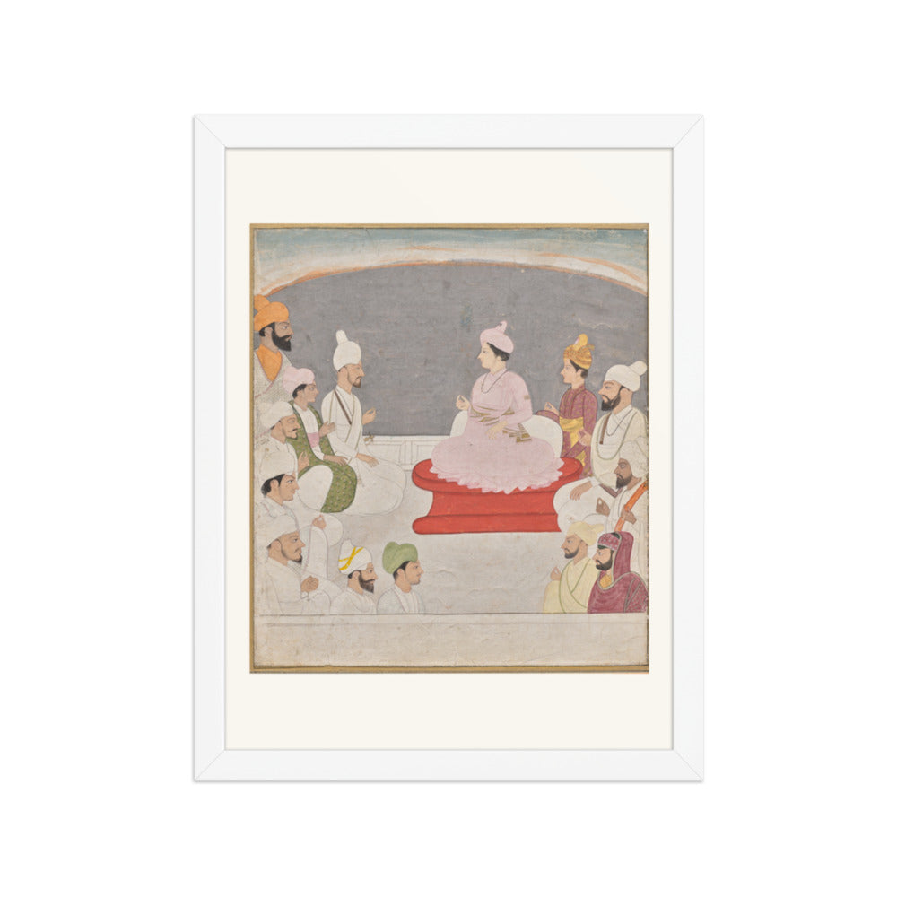 Raja Sansar Chand of Kangra and courtiers — Restored Pahari Wall Art — view 6