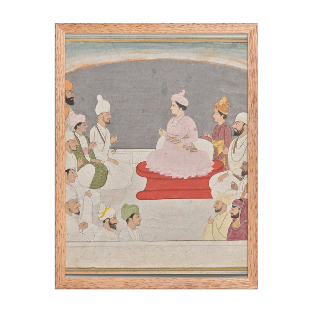 Raja Sansar Chand of Kangra and courtiers — Restored Pahari Wall Art — view 3