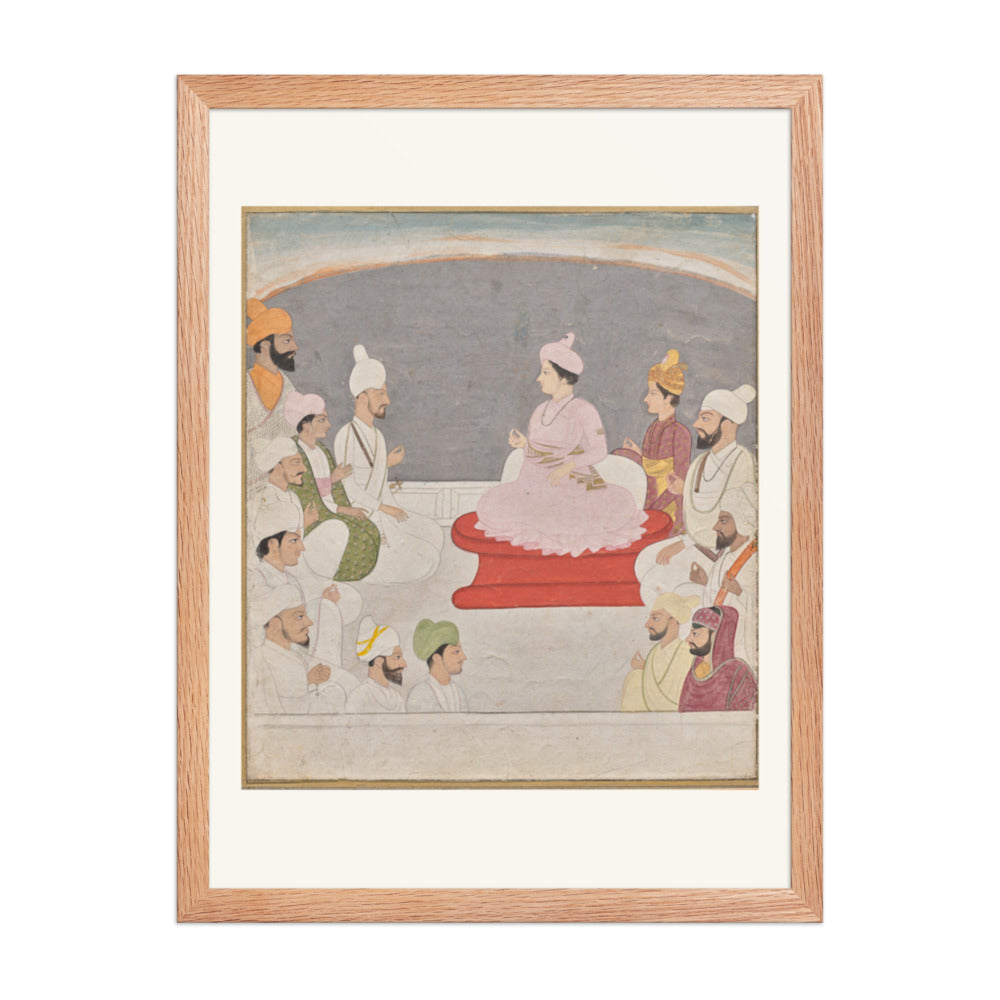 Raja Sansar Chand of Kangra and courtiers — Restored Pahari Wall Art — view 3