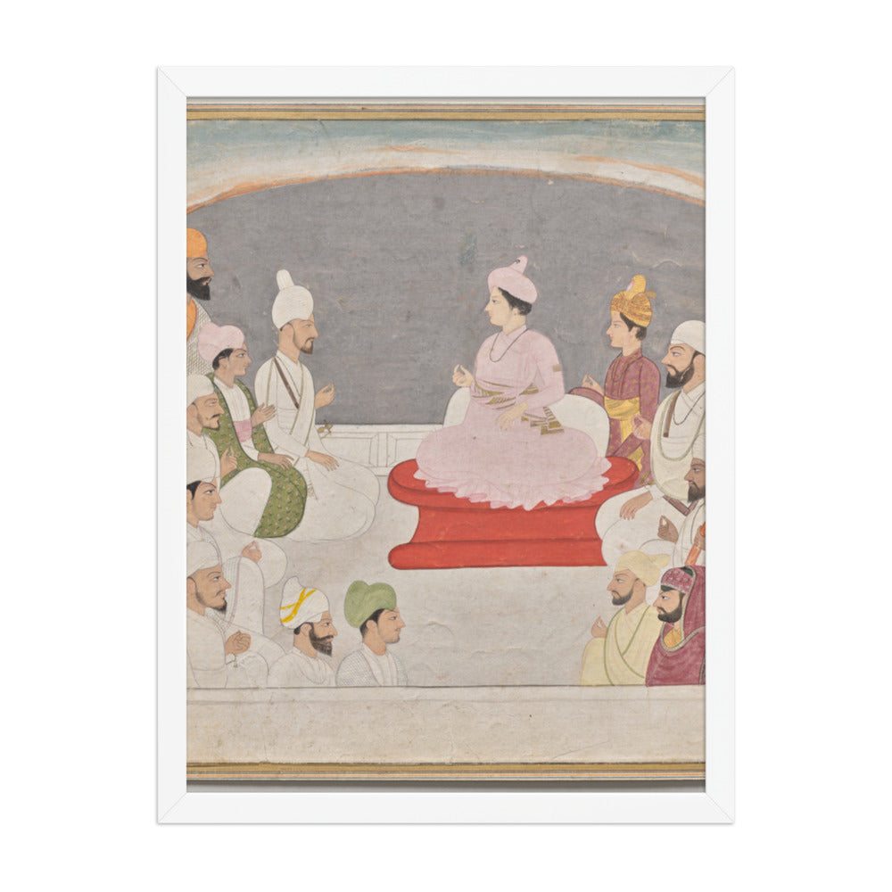 Raja Sansar Chand of Kangra and courtiers — Restored Pahari Wall Art — view 5