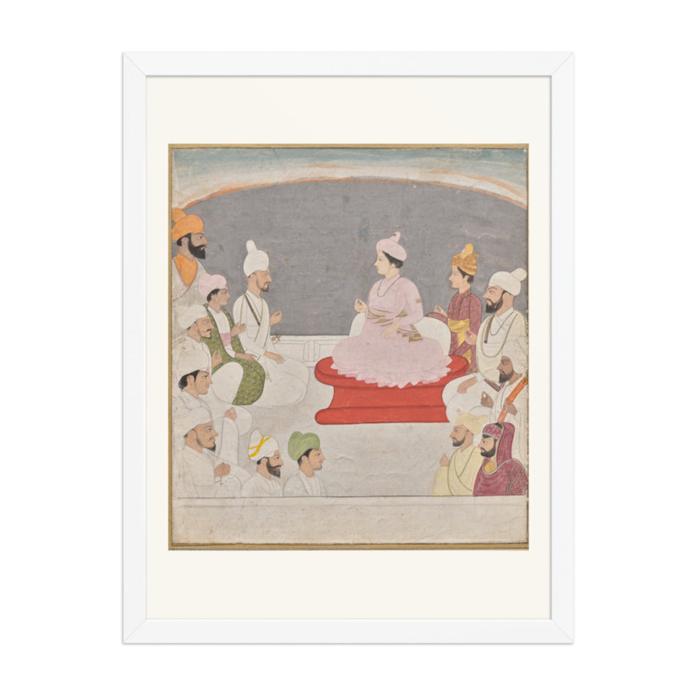 Raja Sansar Chand of Kangra and courtiers — Restored Pahari Wall Art — view 5