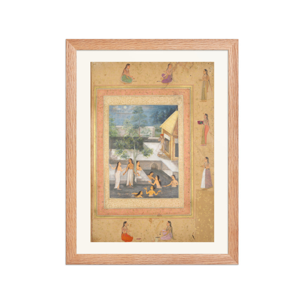 A Night of Bathing in the Harem, from the Late Shah Jahan Album — Restored Mughal Wall Art — view 4
