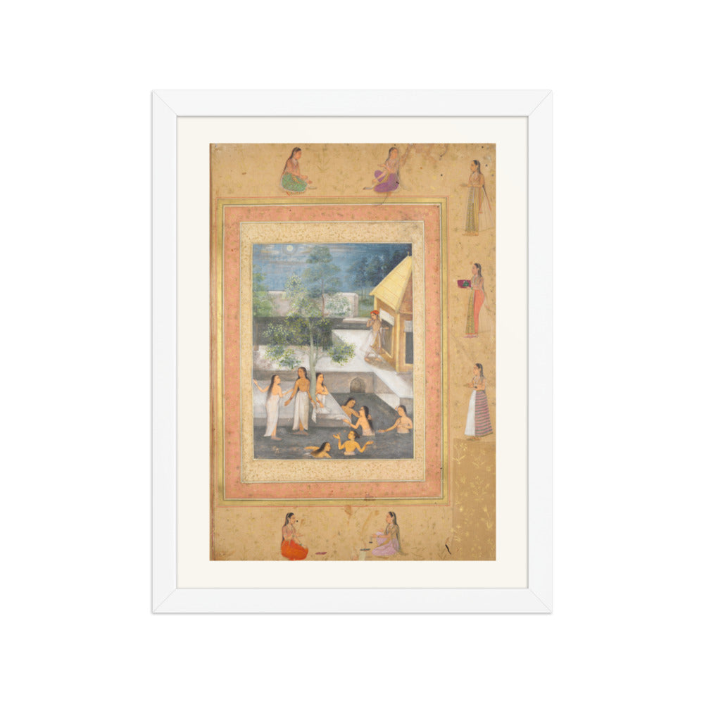 A Night of Bathing in the Harem, from the Late Shah Jahan Album — Restored Mughal Wall Art — view 6