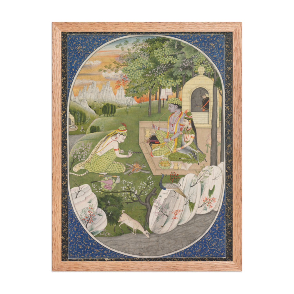 Rama, Sita, and Lakshmana in the forest — Restored Pahari Wall Art — view 3
