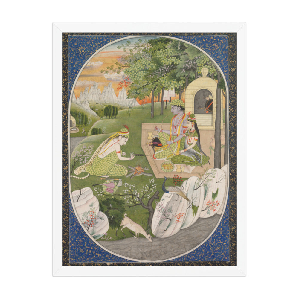 Rama, Sita, and Lakshmana in the forest — Restored Pahari Wall Art — view 5