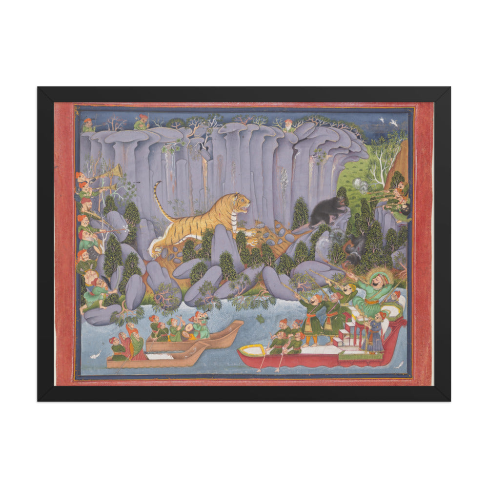 Tiger Hunt of Ram Singh II — Restored Rajput Wall Art — view 1