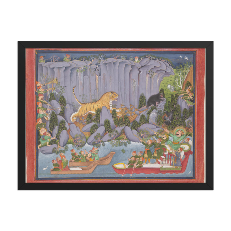Tiger Hunt of Ram Singh II — Restored Rajput Wall Art