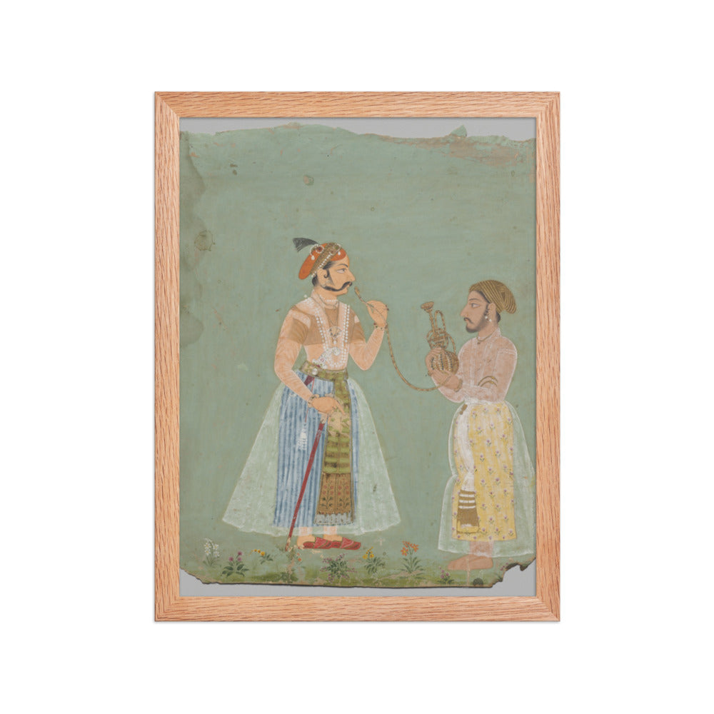 Rana Amar Singh II (reigned 1698–1710) smoking a hookah — Restored Rajput Wall Art — view 4