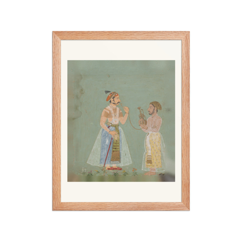 Rana Amar Singh II (reigned 1698–1710) smoking a hookah — Restored Rajput Wall Art — view 4