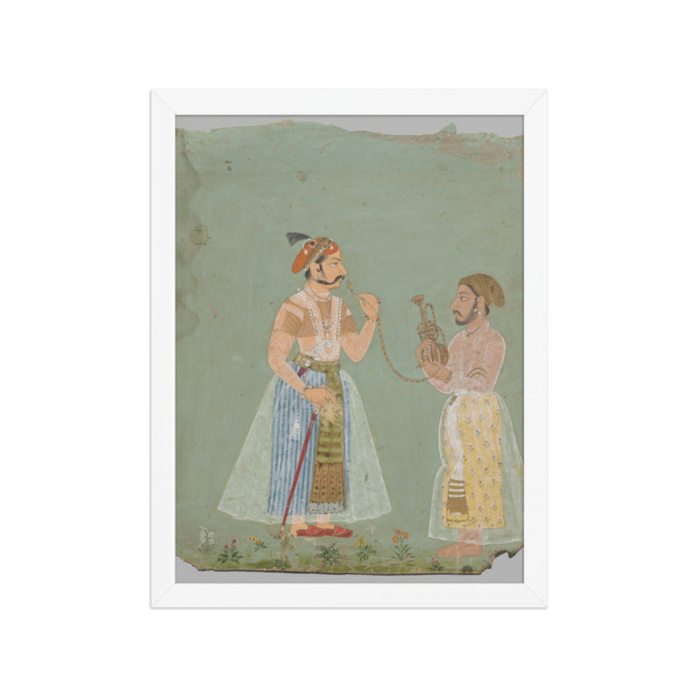 Rana Amar Singh II (reigned 1698–1710) smoking a hookah — Restored Rajput Wall Art — view 6