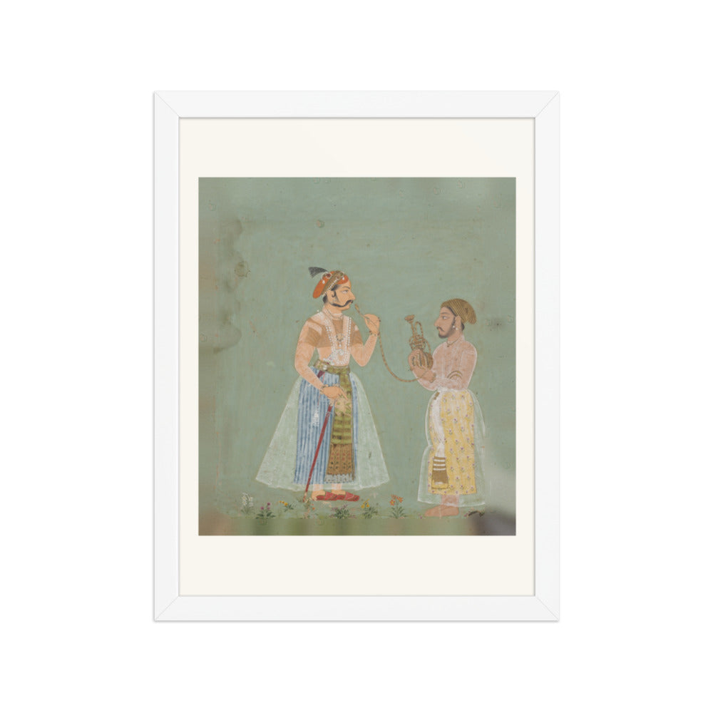 Rana Amar Singh II (reigned 1698–1710) smoking a hookah — Restored Rajput Wall Art — view 6