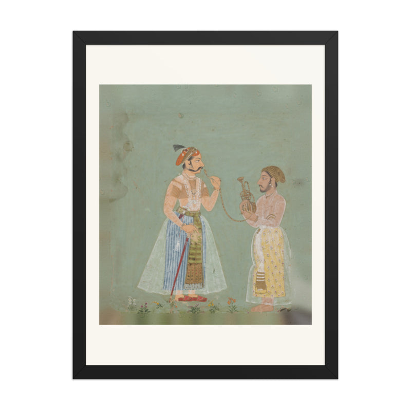 Rana Amar Singh II (reigned 1698–1710) smoking a hookah — Restored Rajput Wall Art