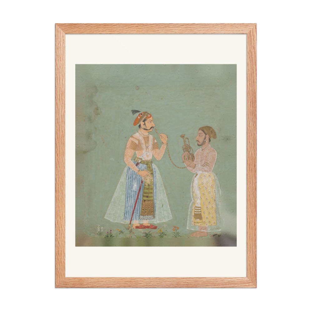Rana Amar Singh II (reigned 1698–1710) smoking a hookah — Restored Rajput Wall Art — view 3