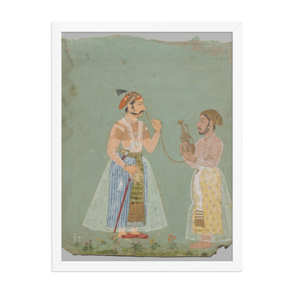 Rana Amar Singh II (reigned 1698–1710) smoking a hookah — Restored Rajput Wall Art — view 5