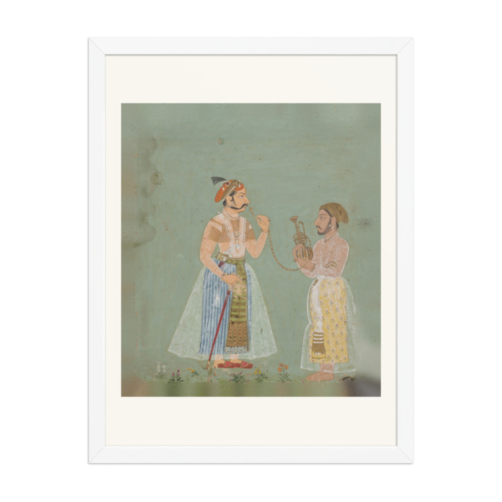 Rana Amar Singh II (reigned 1698–1710) smoking a hookah — Restored Rajput Wall Art — view 5