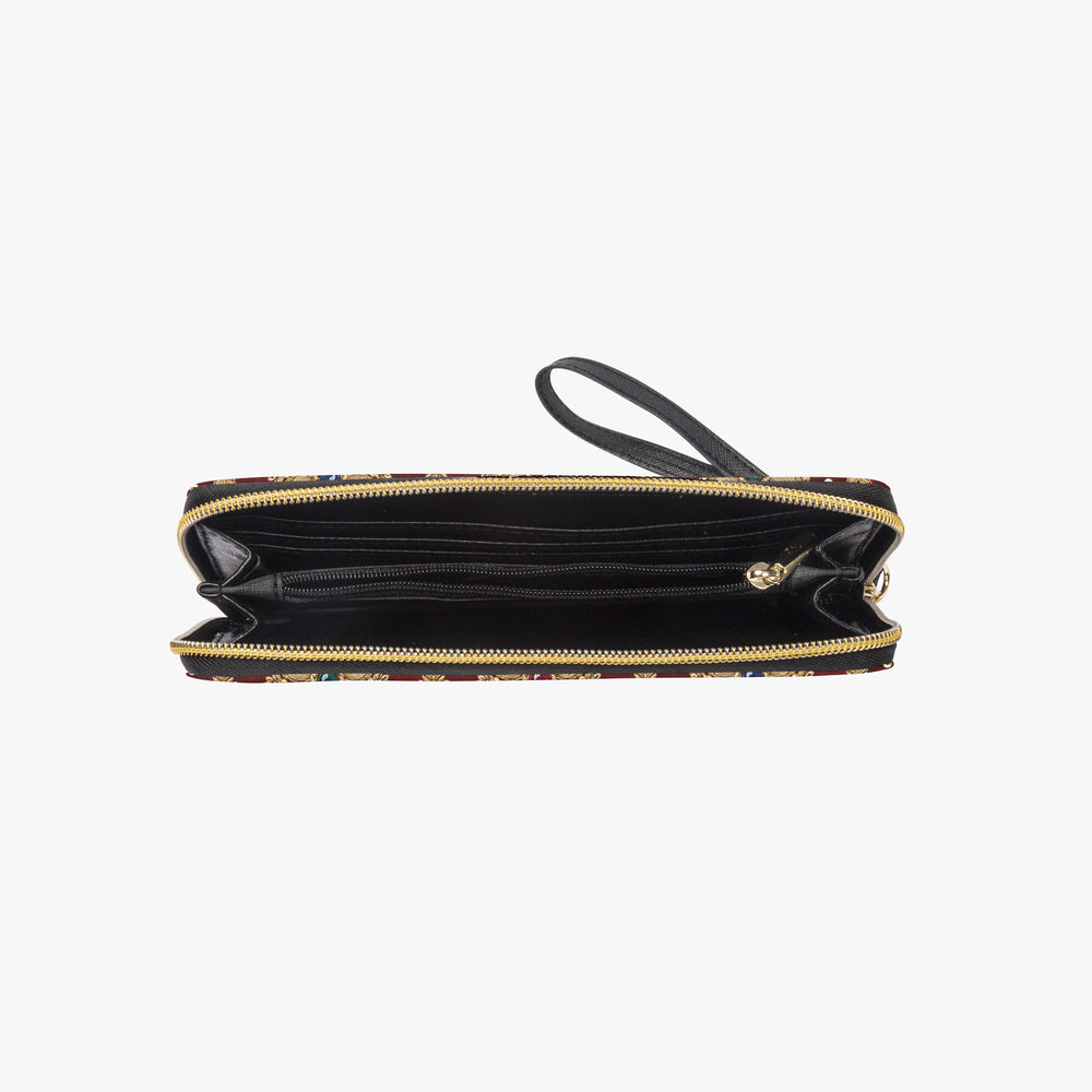 Shahi Zardozi — Wine & Gold Wristlet Clutch Wallet — view 7