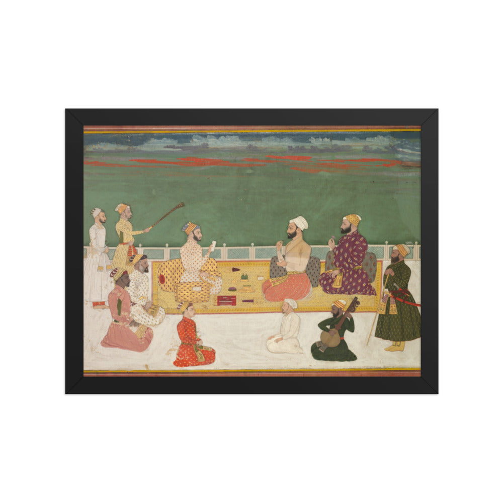 A Ruler Presents a Document to Visiting Nobles — Restored Mughal Wall Art — view 2