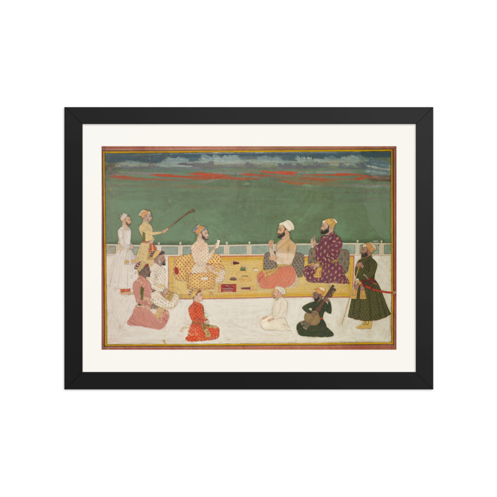 A Ruler Presents a Document to Visiting Nobles — Restored Mughal Wall Art — view 2
