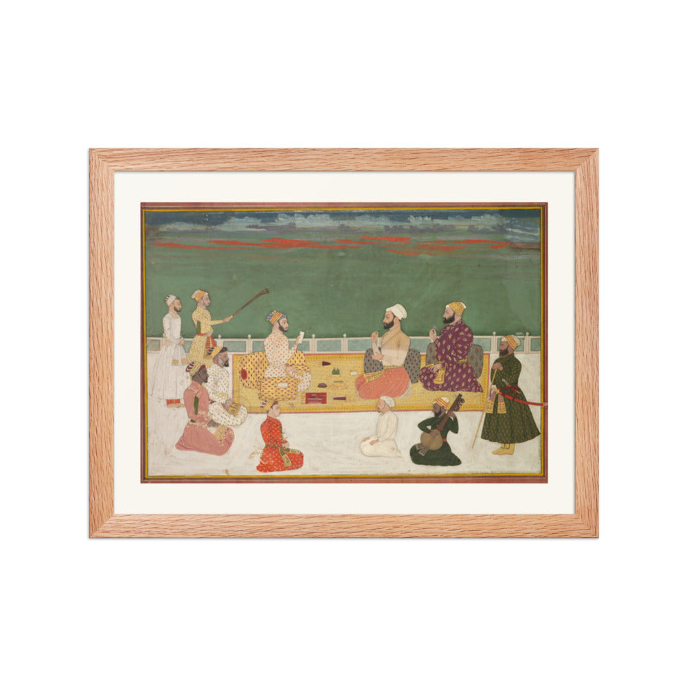 A Ruler Presents a Document to Visiting Nobles — Restored Mughal Wall Art — view 4