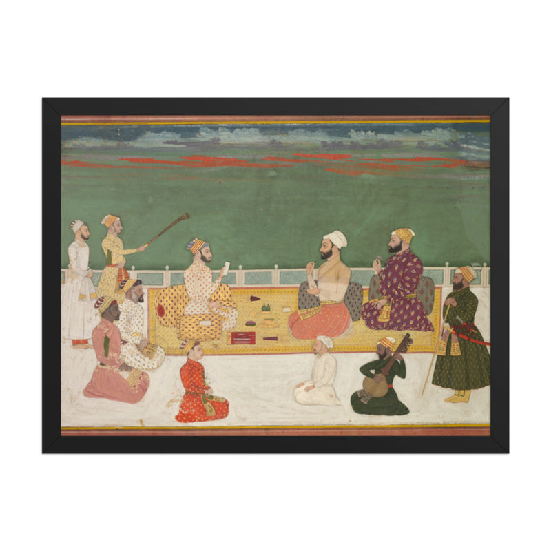 A Ruler Presents a Document to Visiting Nobles — Restored Mughal Wall Art