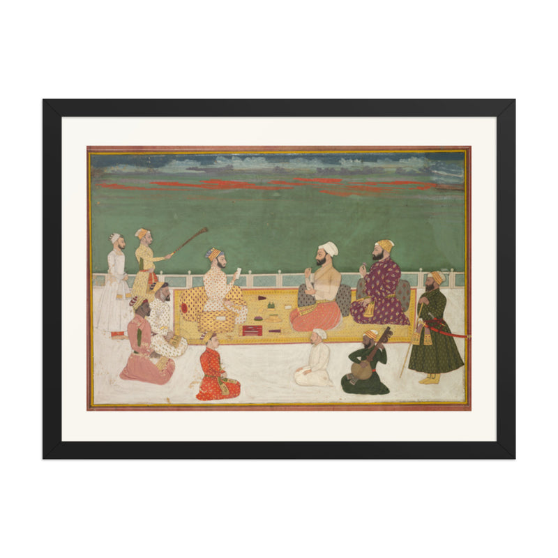 A Ruler Presents a Document to Visiting Nobles — Restored Mughal Wall Art