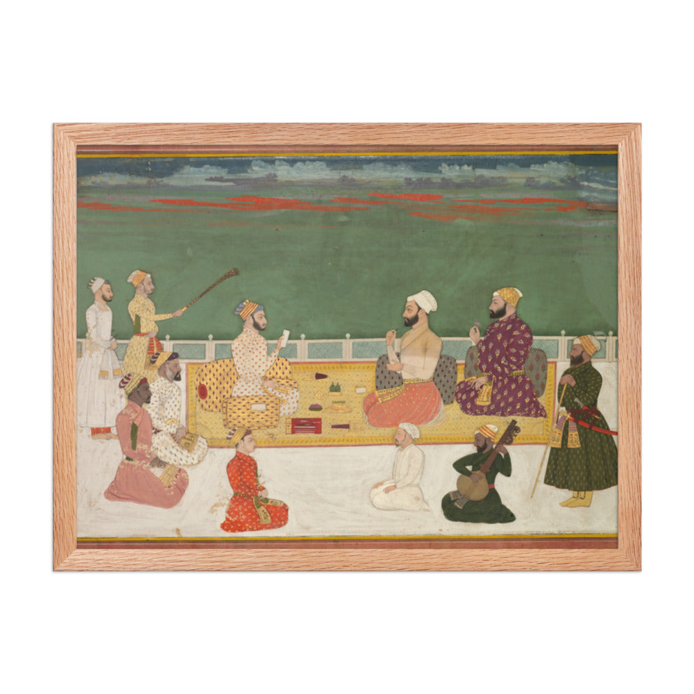 A Ruler Presents a Document to Visiting Nobles — Restored Mughal Wall Art — view 3