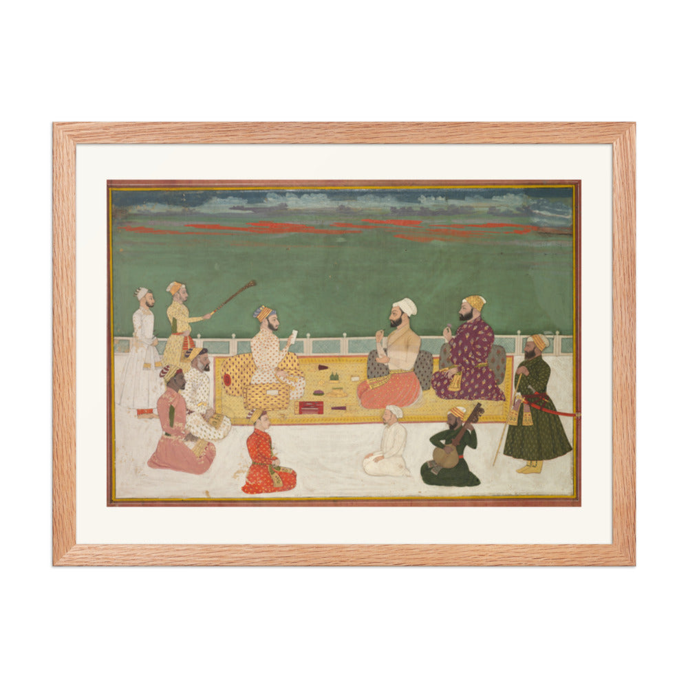 A Ruler Presents a Document to Visiting Nobles — Restored Mughal Wall Art — view 3