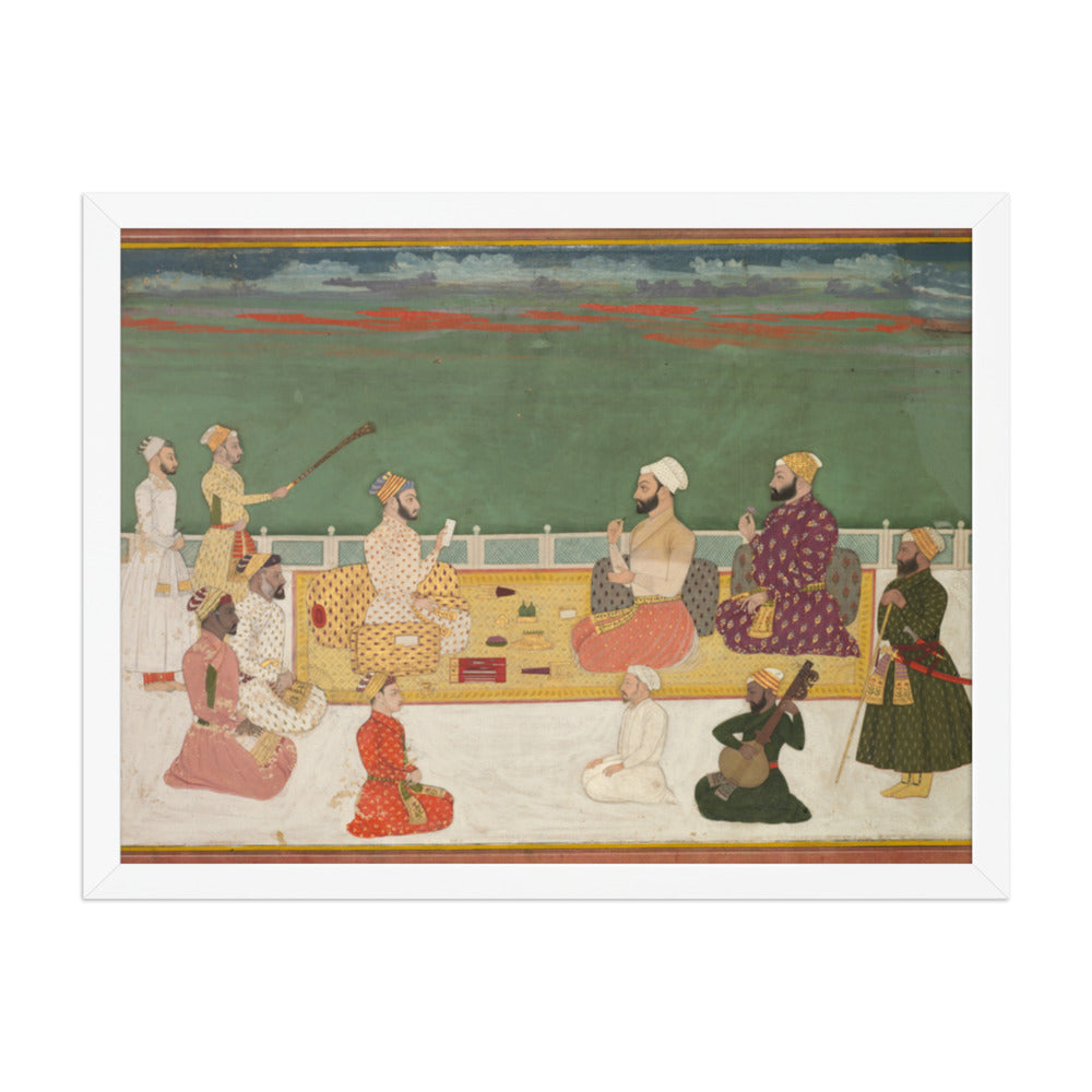 A Ruler Presents a Document to Visiting Nobles — Restored Mughal Wall Art — view 5