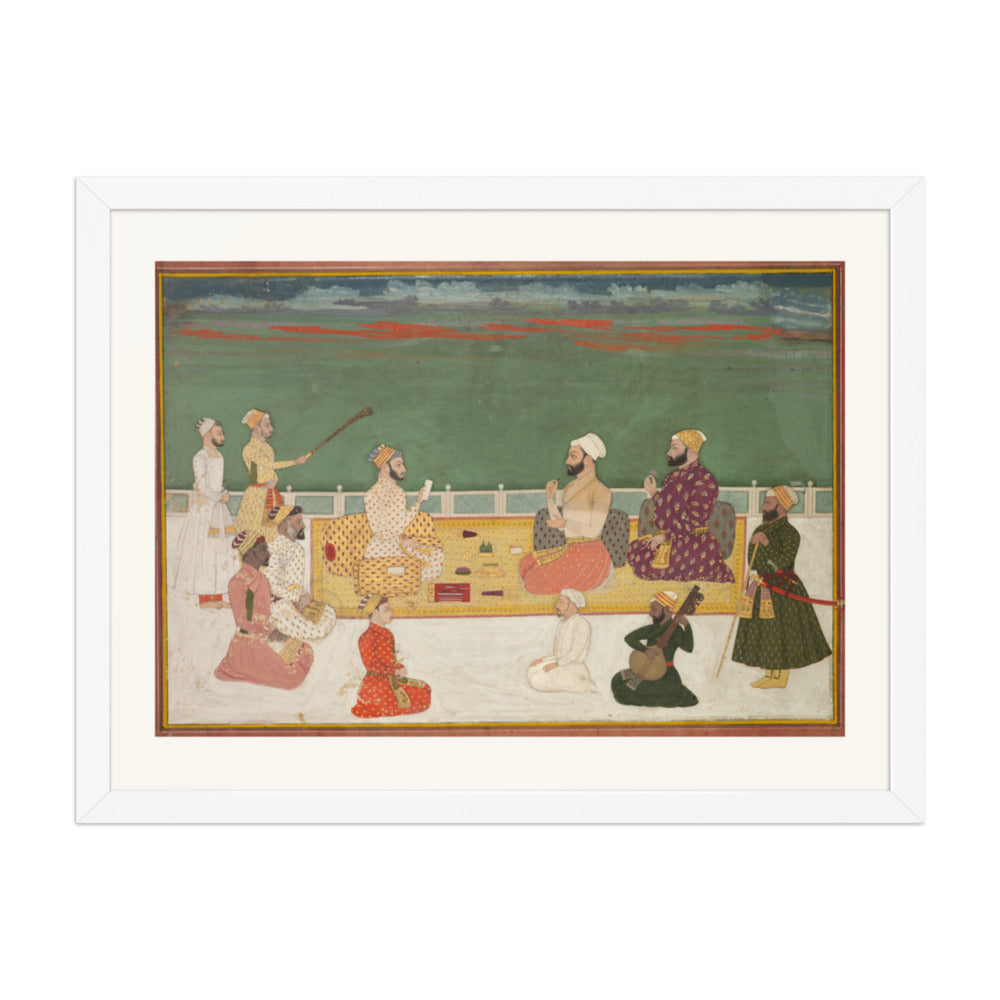 A Ruler Presents a Document to Visiting Nobles — Restored Mughal Wall Art — view 5