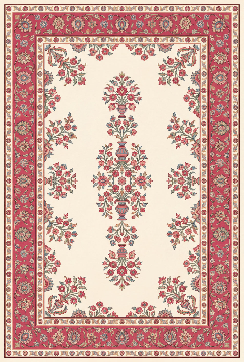 Kerman Bouquet — Ivory Floral Persian Area Rug — view 2