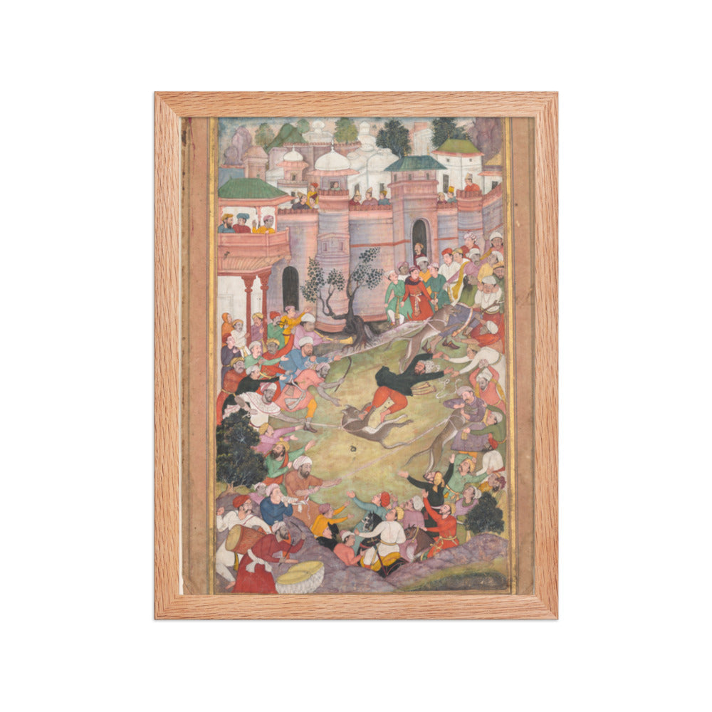 The game of wolf-running in Tabriz, from an Akbar-nama (Book of Akbar) — Restored Indian Court Wall Art — view 4