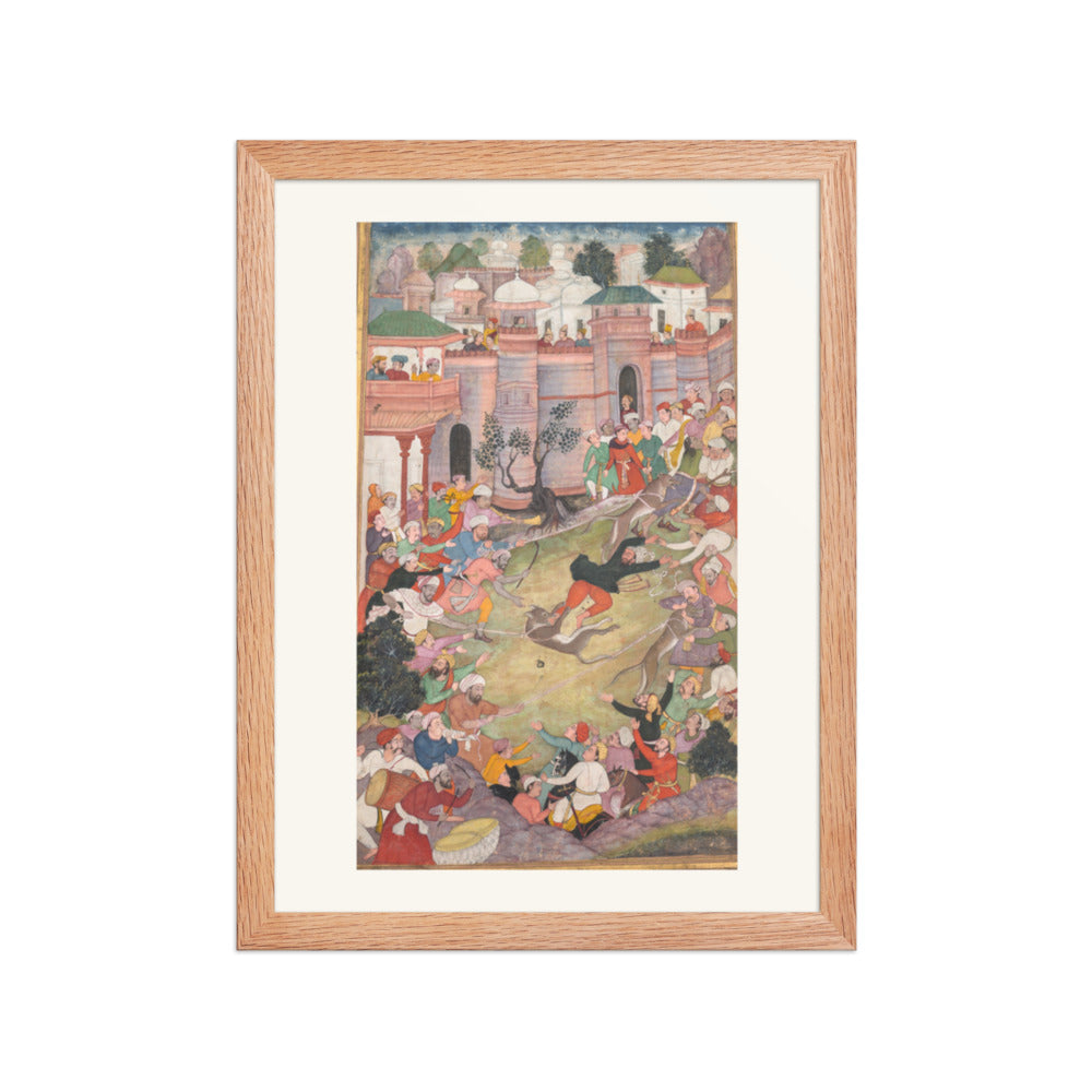 The game of wolf-running in Tabriz, from an Akbar-nama (Book of Akbar) — Restored Indian Court Wall Art — view 4