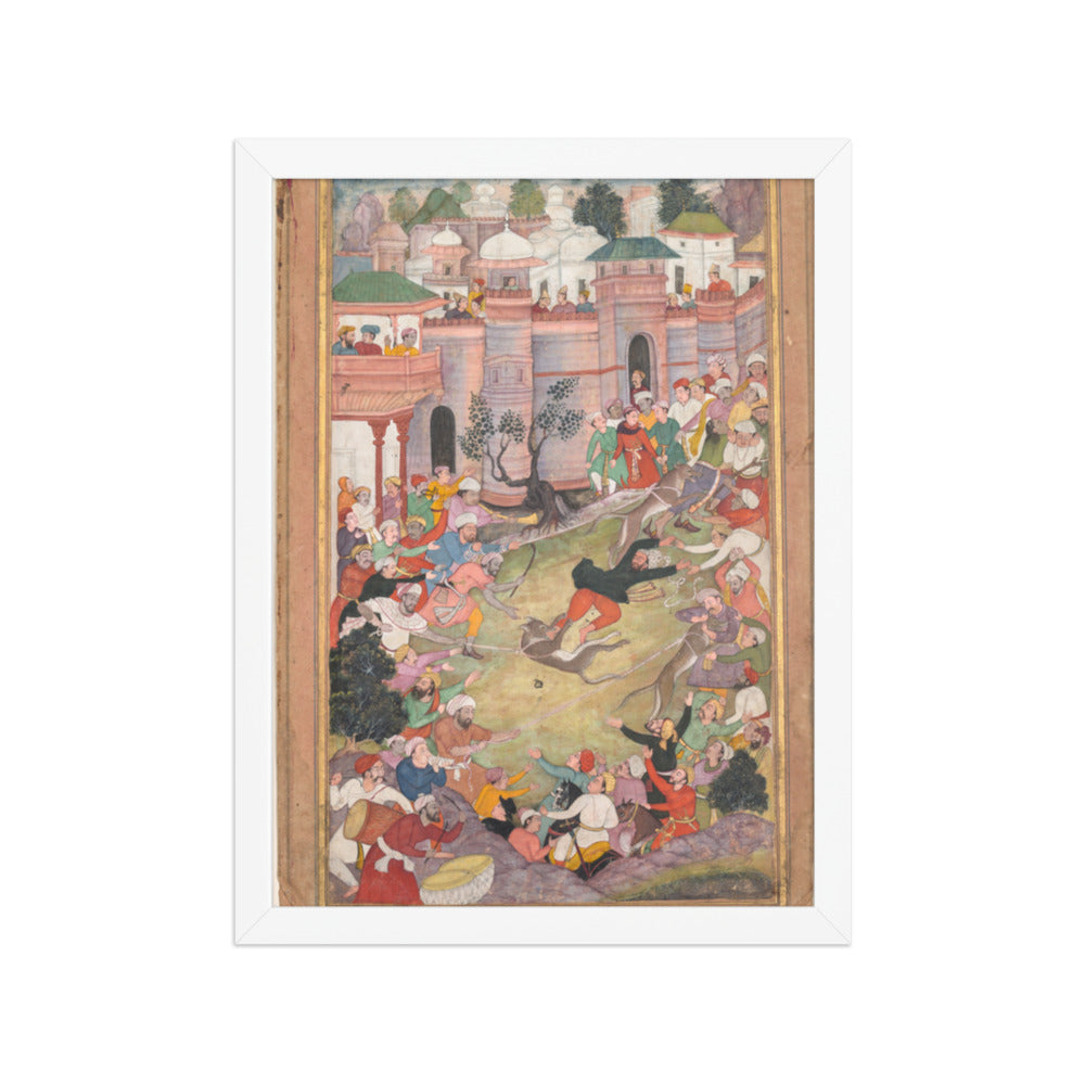 The game of wolf-running in Tabriz, from an Akbar-nama (Book of Akbar) — Restored Indian Court Wall Art — view 6