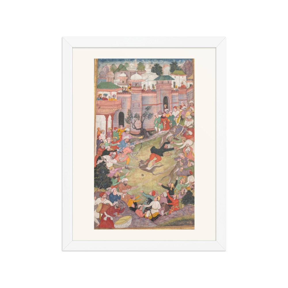 The game of wolf-running in Tabriz, from an Akbar-nama (Book of Akbar) — Restored Indian Court Wall Art — view 6