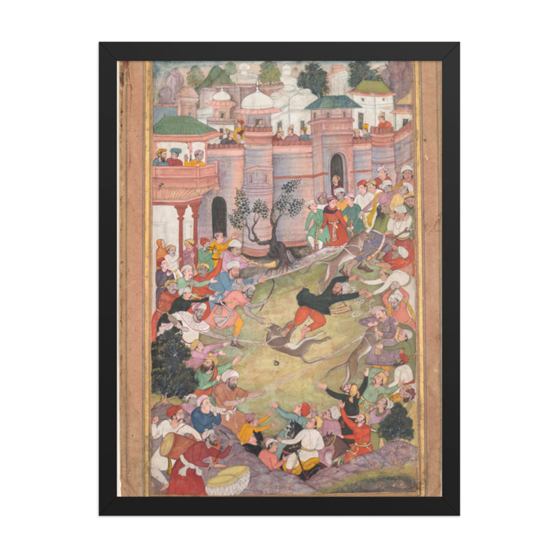 The game of wolf-running in Tabriz, from an Akbar-nama (Book of Akbar) — Restored Indian Court Wall Art
